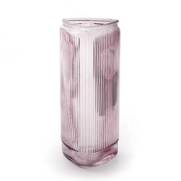 Glas Vase Dreieck, gestreift in Lila, 20 cm