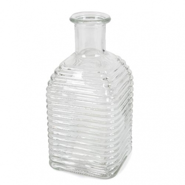 Glasväschen eckig, quer geriffelt, 13,5 cm