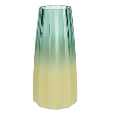 Glas Vase, Gemma, konisch, Farbverlauf in Grün, 21 cm