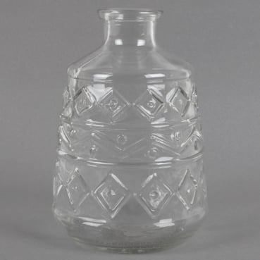 Glas Flaschen Vase Grafikmuster in Klar, 15 cm