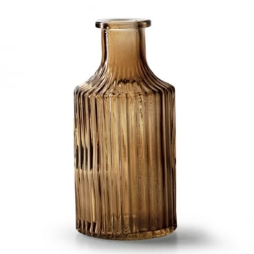 Glas Flaschen Väschen Snipe mit Streifen in Braun, 14 cm