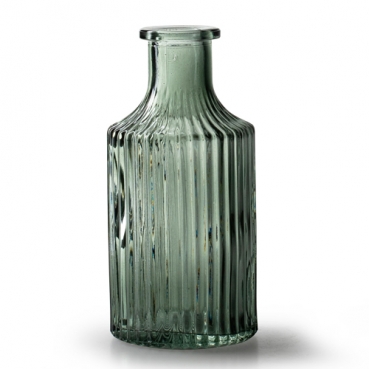 Glas Flaschen Väschen Snipe mit Streifen in Dunkelgrün, 14 cm