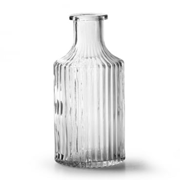 Glas Flaschen Väschen Snipe mit Streifen, klar, 14 cm
