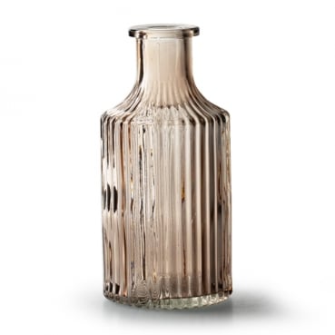 Glas Flaschen Väschen Snipe mit Streifen in Taupe, 14 cm