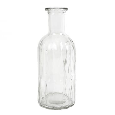 Glas Flaschen Vase Vintage mit Rillen, Norinne, klar, 19 cm