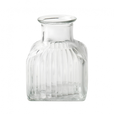 Kleines Glas Väschen eckig mit Streifen, klar, 90 mm
