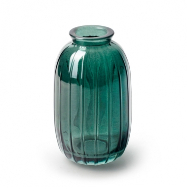 Glas Flaschen Väschen mit Streifen in Petrol, 12 cm