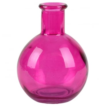 Glas Väschen kugelrund in Fuchsia, 10 cm