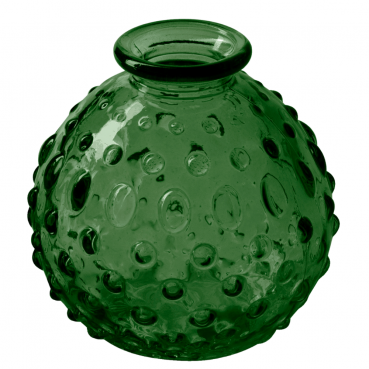Kleines Glas Kugel Väschen mit Punkten in Grün, 85 mm