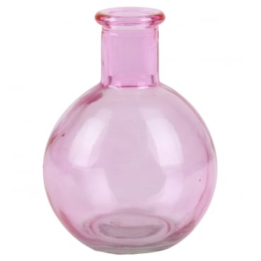 Glas Väschen kugelrund in Rosa, 10 cm