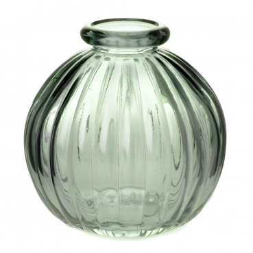 Kleines Glas Kugel Väschen, gestreift in Salbei, 85 mm