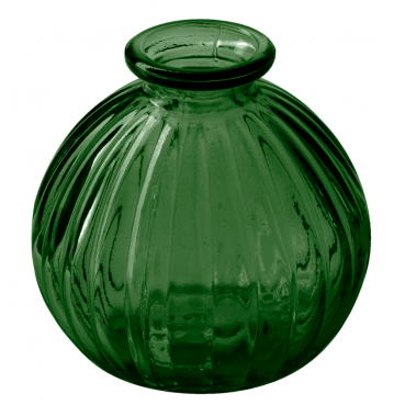 Kleines Glas Kugel Väschen mit Streifen in Grün, 85 mm