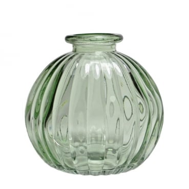 Kleines Glas Kugel Väschen, gestreift in Lindgrün, 85 mm
