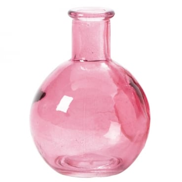 Glas Väschen kugelrund in Rosa, 10 cm