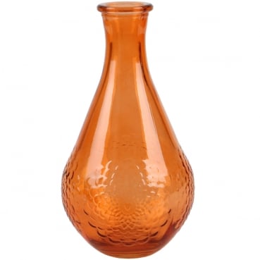 Glas Flaschen Vase Dahlia in Orange, 16 cm