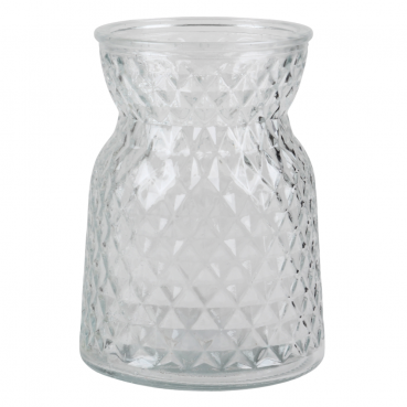 Glas Vase mit Rautenmuster, klar, 13,5 cm