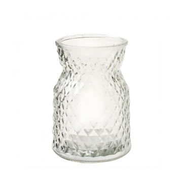 Kleines Glas Väschen mit Rautenmuster, klar, 10,5 cm