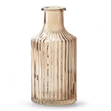 Glas Flaschen Väschen Snipe mit Streifen in Taupe, 14 cm