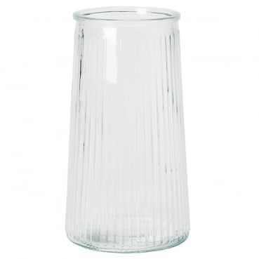 Glas Vase konisch mit Streifen, hoch, klar, 20 cm