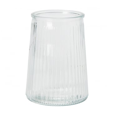 Glas Vase konisch mit Streifen, klar, 15,5 cm