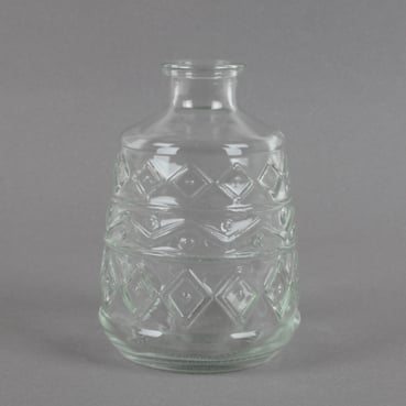 Glas Flaschen Väschen Grafikmuster in Klar, 11 cm