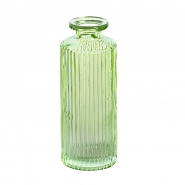 Glas Väschen schmal, gestreift in Hellgrün, 13,2 cm