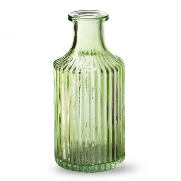 Glas Flaschen Väschen Snipe mit Streifen in Hellgrün, 14 cm