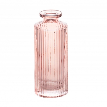 Glas Väschen schmal, gestreift in Rosé, 13,2 cm