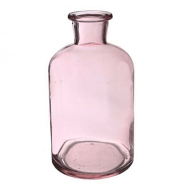 Glas Väschen, rund in Rosa, 13 cm