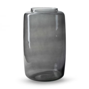 Große Glas Vase, Windlicht, Dekoglas, -Pip- in Grau, 28 cm