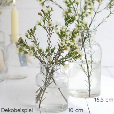 Dekobeispiel für das Glas Flaschen Väschen, große Öffnung, klar, 10 cm.