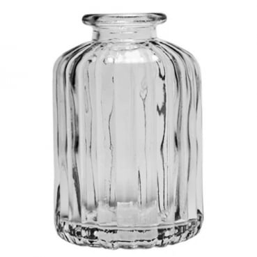 Kleines Glas Väschen, gestreift, klar, 10 cm