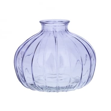 Kleines Glas Kugel Väschen, gestreift in Lavendel, 85 mm