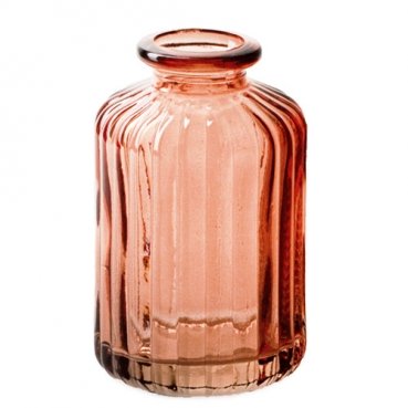 Kleines Glas Flaschen Väschen, gestreift in Orange, 10 cm
