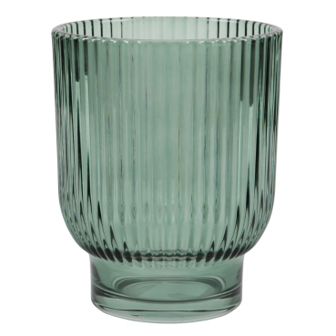 Glas Windlicht Dex mit Streifen in Eukalyptus, 12,5 cm