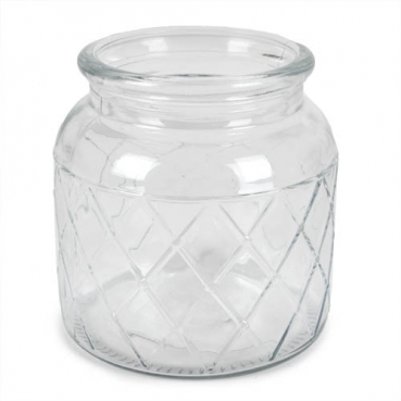 Glas Windlicht Karo Muster, klar, 11 cm
