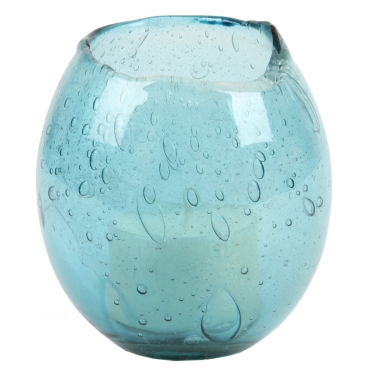 Modernes Glas Windlicht Slanted Edge in Türkis, 90 mm Modernes Glas Windlicht Slanted Edge in Türkis, 90 mm.