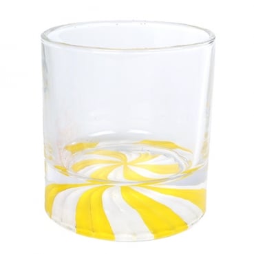 Glas Windlicht Sweet Loop in Gelb, 95 mm