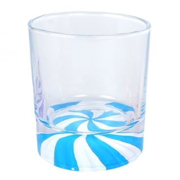 Glas Windlicht Sweet Loop in Hellblau, 95 mm