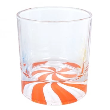 Glas Windlicht Sweet Loop in Orange, 95 mm