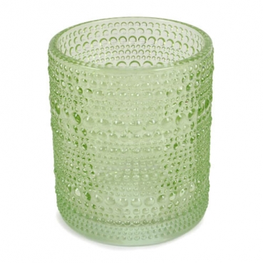 Glas Windlicht, Vase, Punkte in Hellgrün, 10 cm