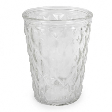 Glas Windlicht Vintage für Kerzen und Blumen, Rautenmuster, 13 cm