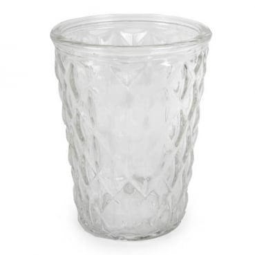 Glas Windlicht Vintage für Kerzen und Blumen, Rautenmuster, 13 cm