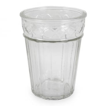 Glas Windlicht Vintage für Kerzen und Blumen, Wellenbordüre, 13 cm