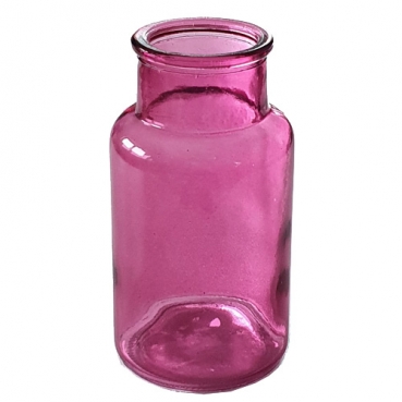 Glas Flaschen Vase, große Öffnung in Fuchsia, 13 cm