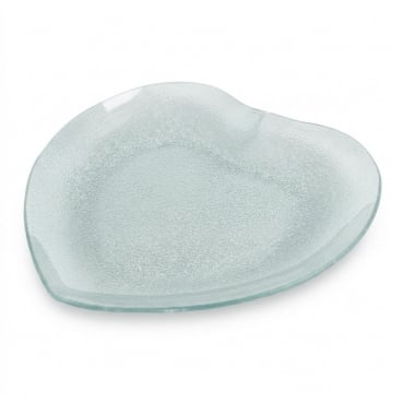 Glas Untersetzer, Schale Herz mit Struktur in Klar, 24,5 cm