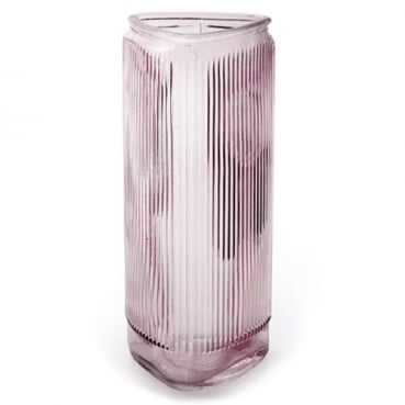 Große Glas Vase Dreieck, gestreift in Lila, 24,5 cm