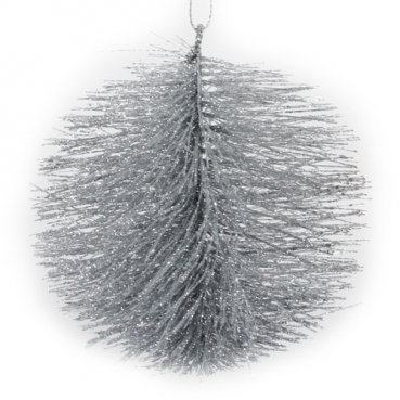 Deko Glitzer Kugel zum Aufhängen in Silber, 10 cm