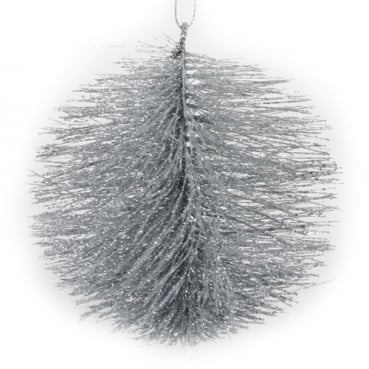 Deko Glitzer Kugel zum Aufhängen in Silber, 10 cm