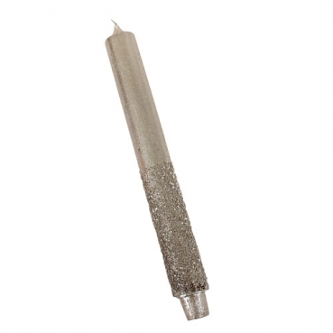 Große Stabkerze Rustic, Weihnachten in Silber glitzernd, 290 x 31 mm